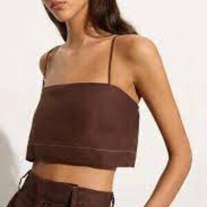 NWT Womens Faifthfull The Brand "Bayu" Brown Crop Tank Top XS/2